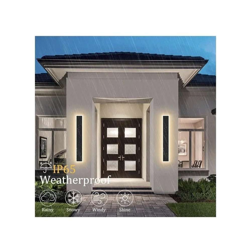 Coinmit 39.4in Outdoor LED Wall Sconce IP65 Black 36W 3000K Warm Porch‎ Light